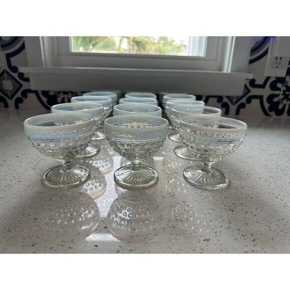 Anchor Hocking Other - Set of 15 1940s Vintage Anchor, Hocking Moonstone Opalescent Sherbet
Dessert Cup